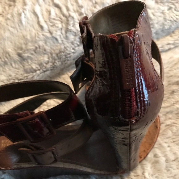 Kenneth Cole wedge strappy mahogany brown sandal shoes - Picture 7 of 14